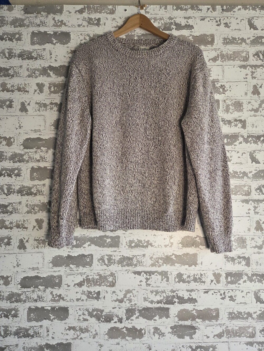J.Crew Linen Cotton Marled Crewneck Sweater BE892 Large L Beige Brown